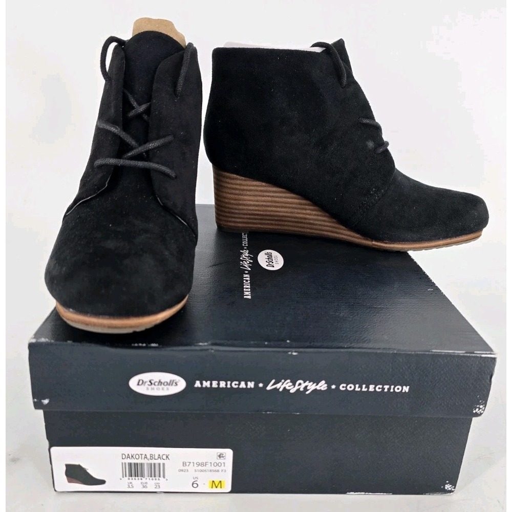 Dr Scholls Shoes Womens 6 M Dakota Wedge Heels‎ Ankle Booties Black Velvet